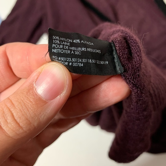 Club Monaco Alpaca Blend Asymmetrical Hem Sweater Tunic, Burgundy, Size S - Picture 3 of 5